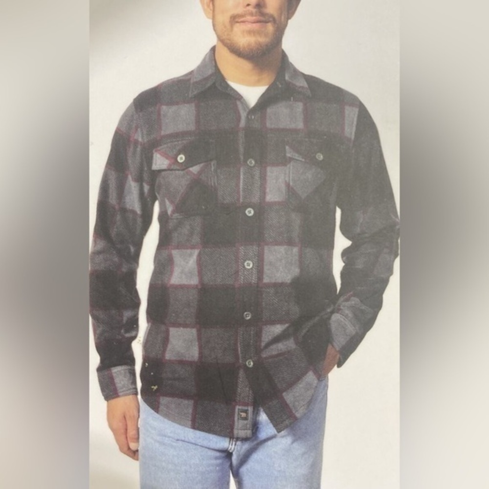 Freedom Foundry Men's Lightweight Plush Plaid‎ Fleece Shirt, Size Medium